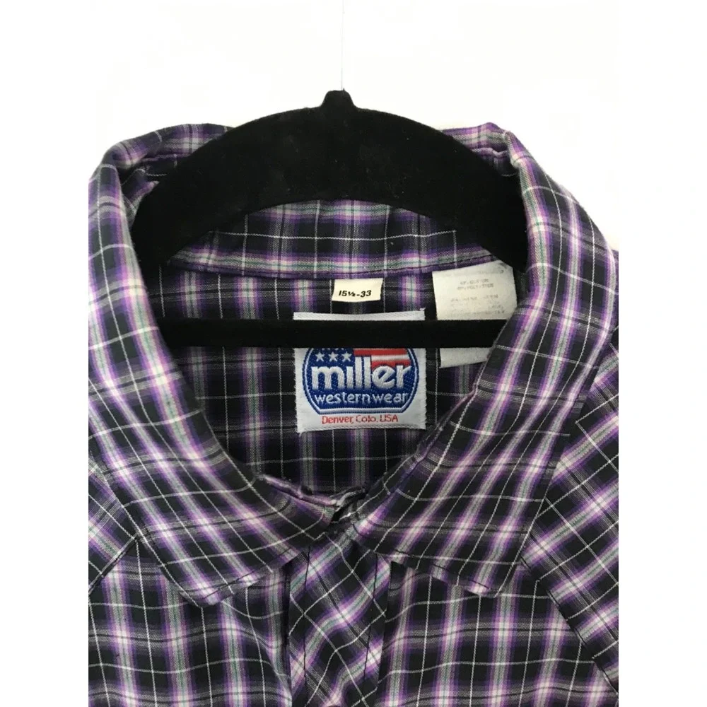 Vintage Miller Pearl Snap Purple Western Wear Long Sleeve Shirt 15-33 Med Unisex